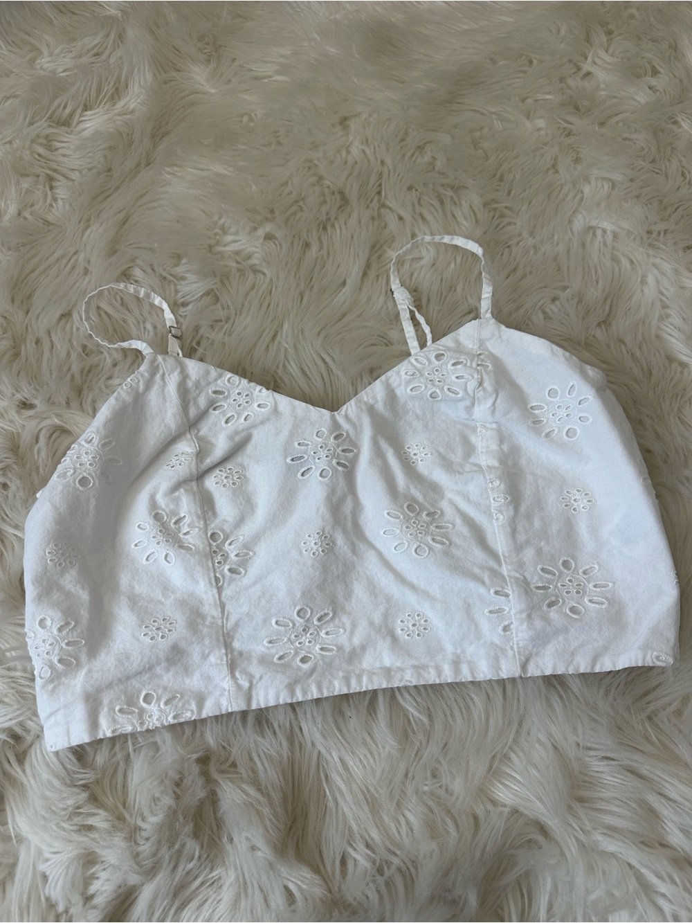 White Eyelet Spaghetti Strap Crop Top - Universal Threads